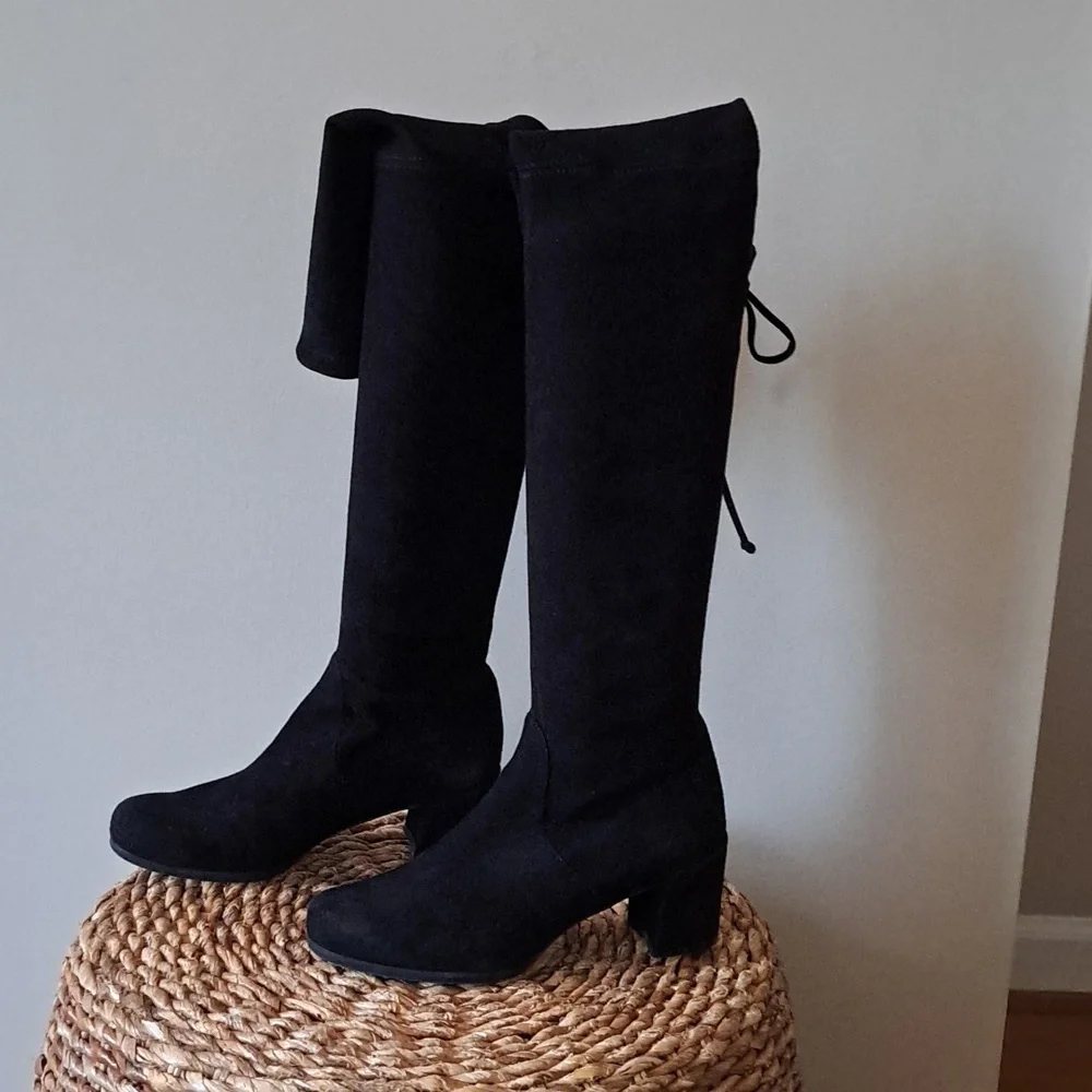 Stuart Weitzman Womens Classic Over The Knee Black Suede‎ Boots 2.5
